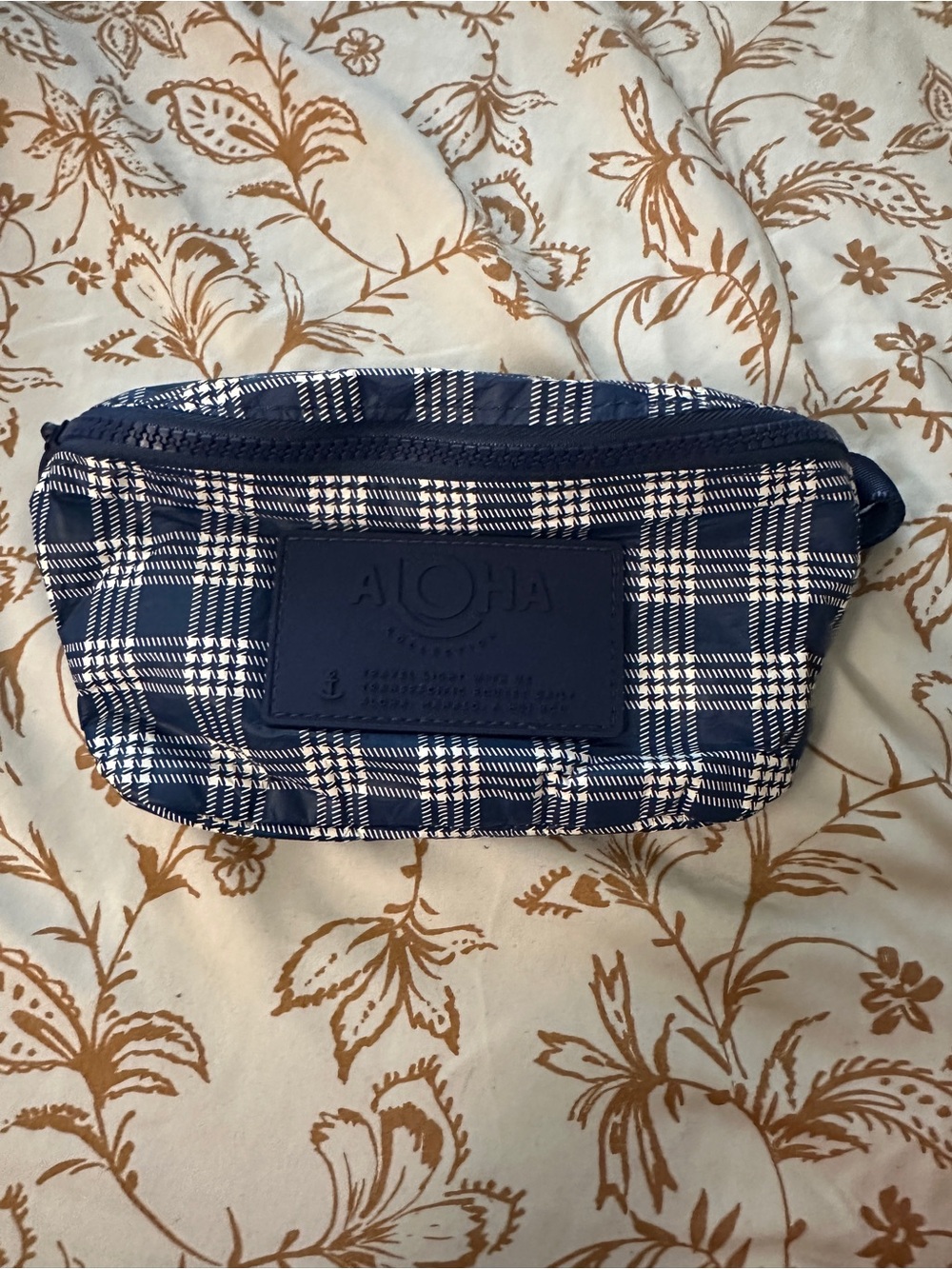 ALOHA Collection Navy and White Palaka Print Mini Hip Bag
